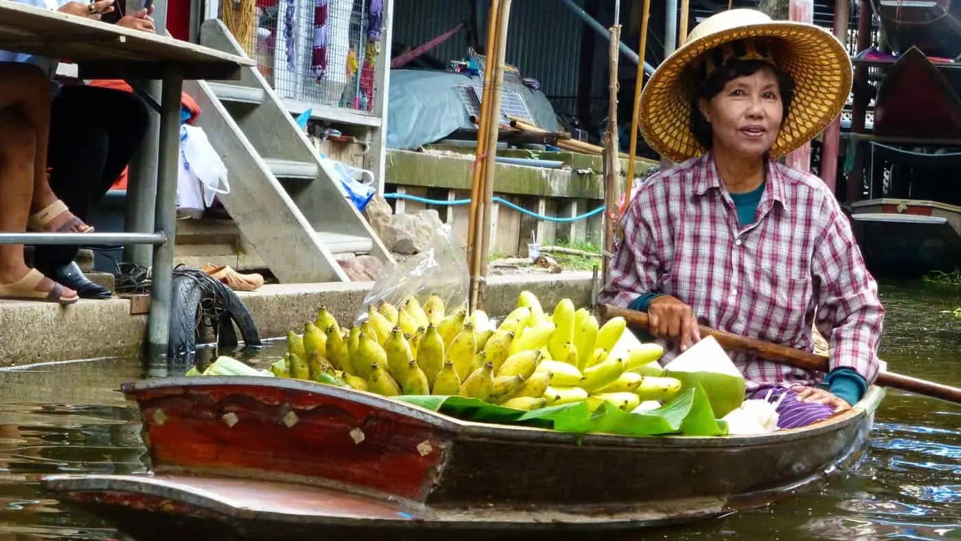 River boat market Rope bridge crossing - Vietnam 